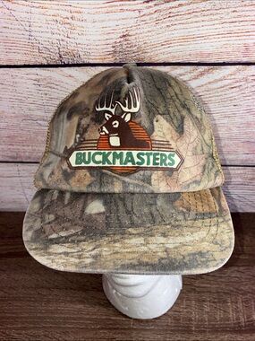 Vintage Youth Buckmasters Camo Trucker Hat - Green Logo
